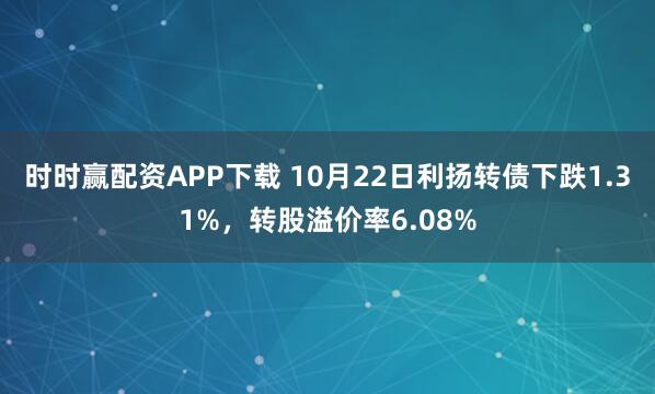 时时赢配资APP下载 10月22日利扬转债下跌1.31%,转股溢价率6.08%